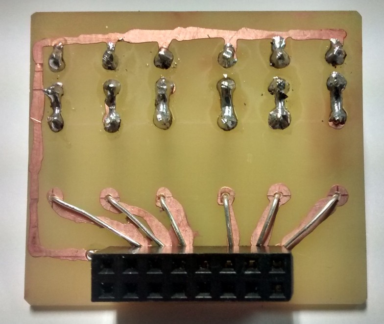 A view of the back of the PCB